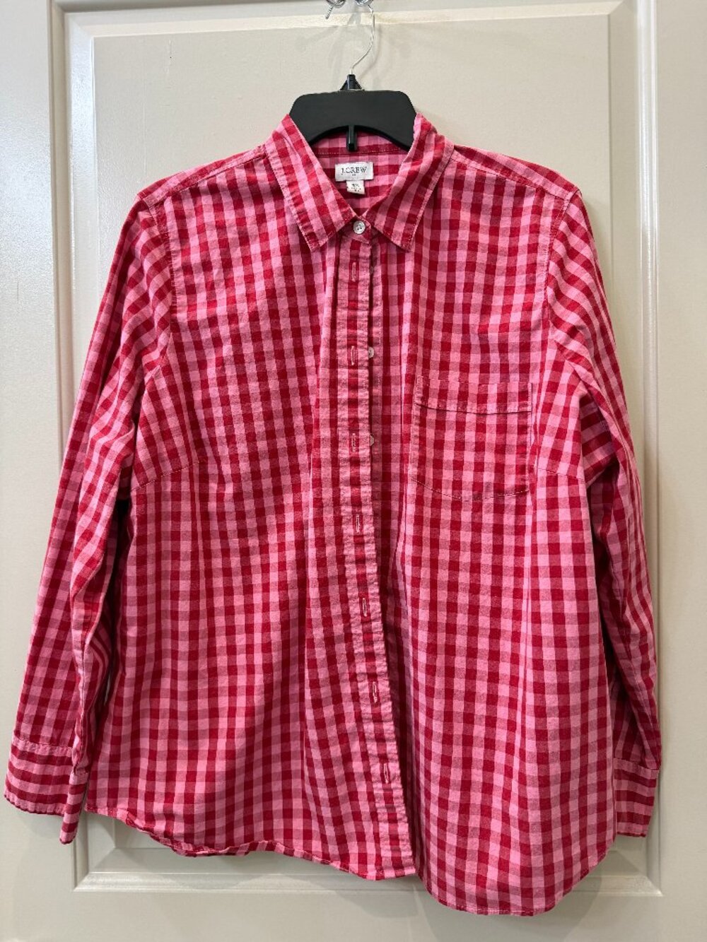 J.Crew Long Sleeve Button Down- Pink & Red Gingham 2X